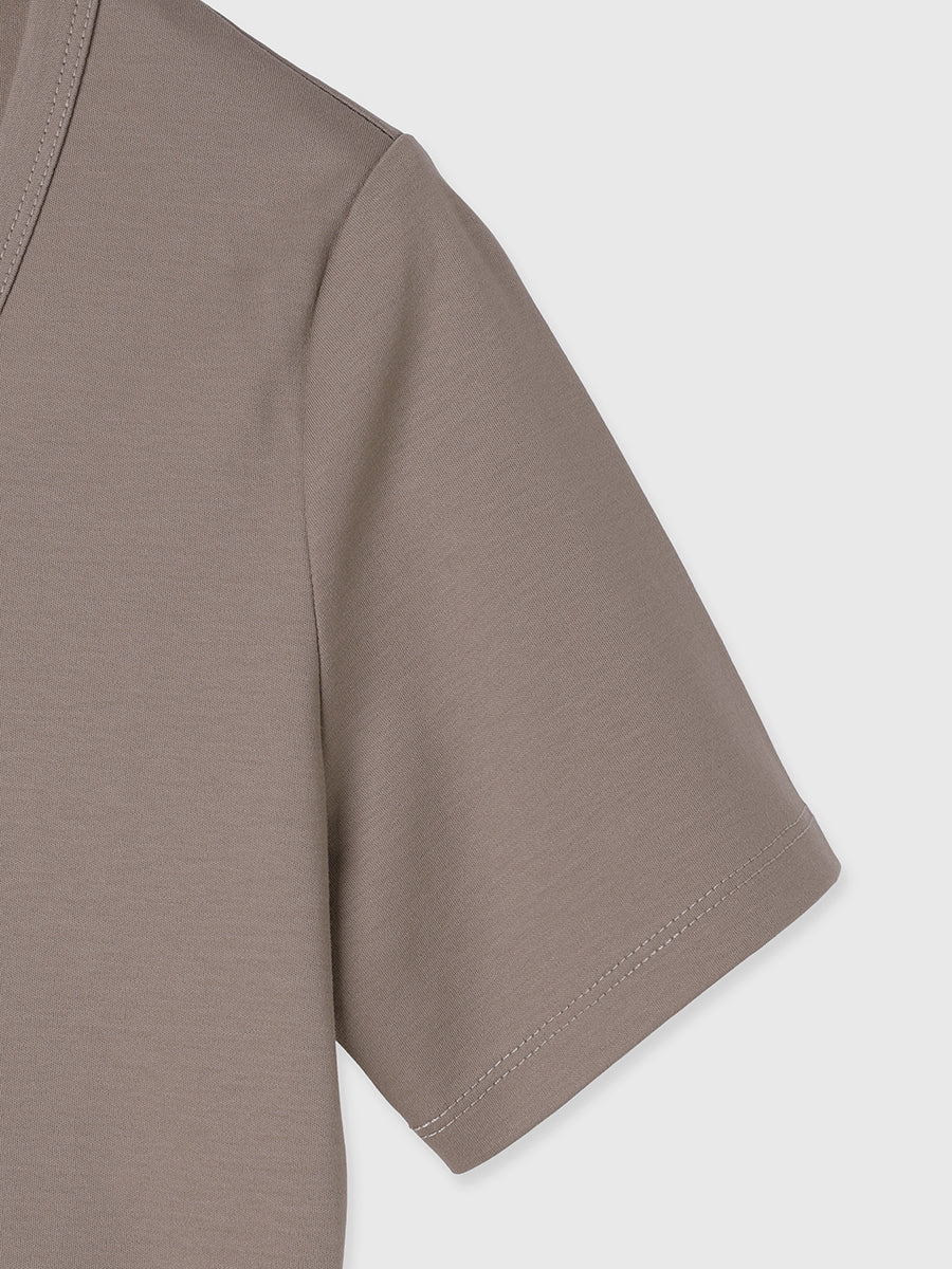 丝滑触感棉质U领T恤