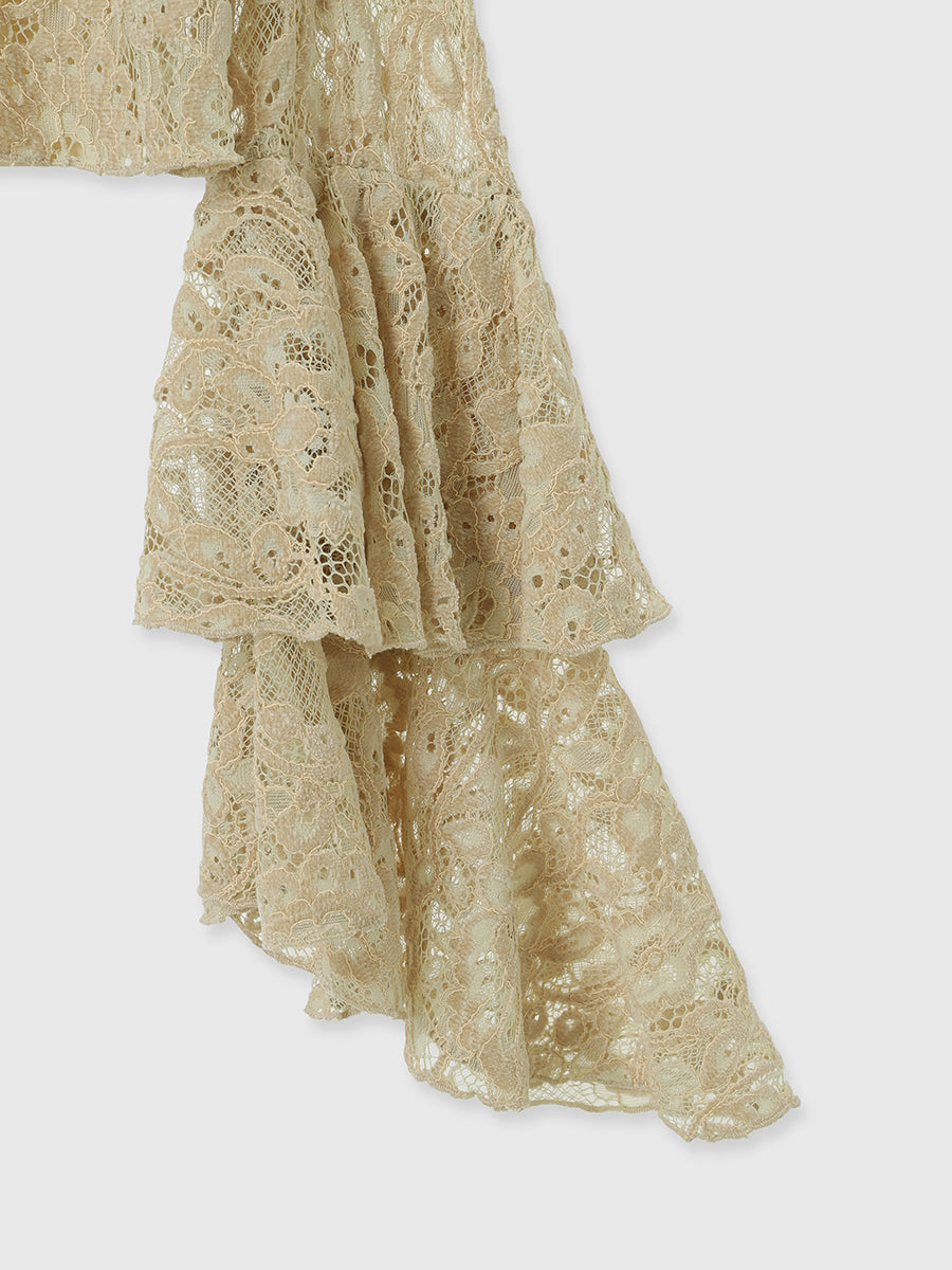 ベロアレースボリュームスリーブブラウス