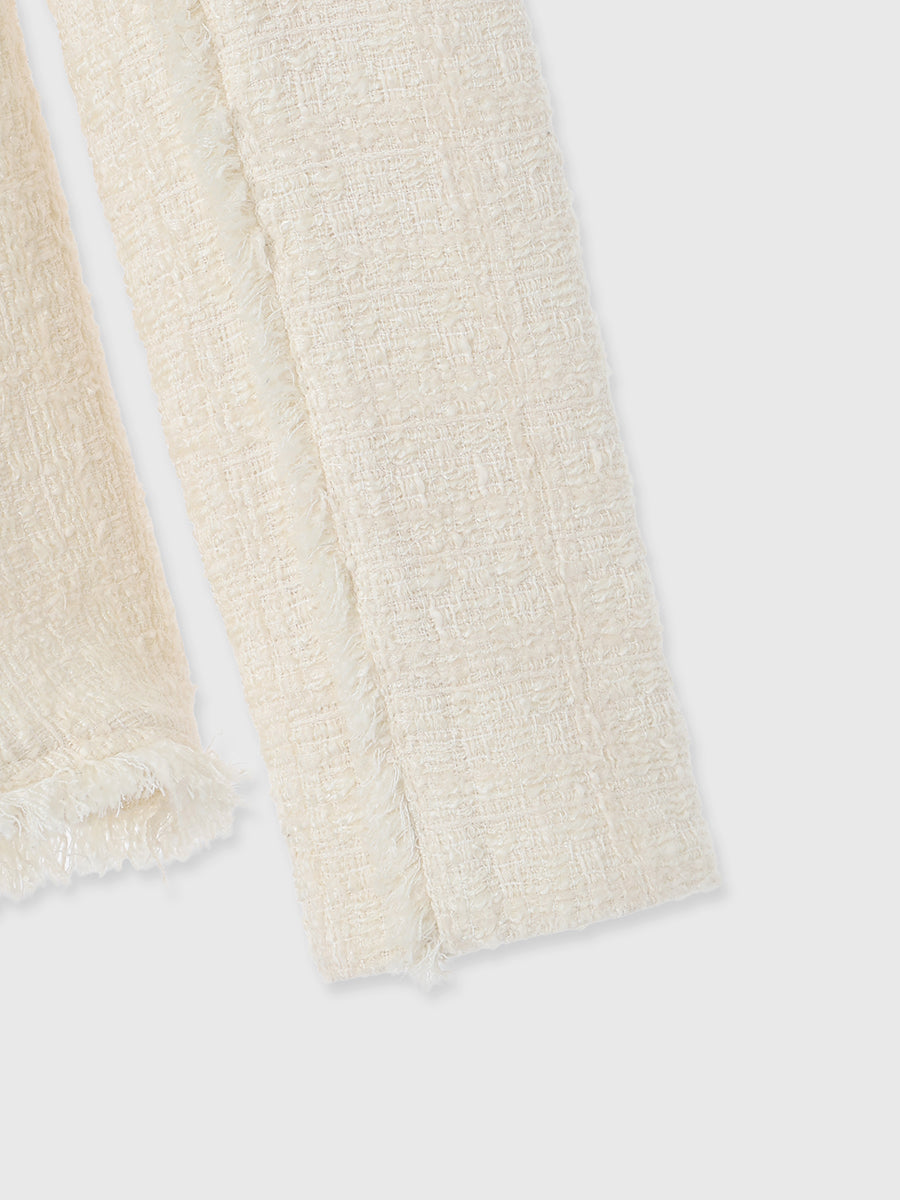 ツイードペプラムブラウス