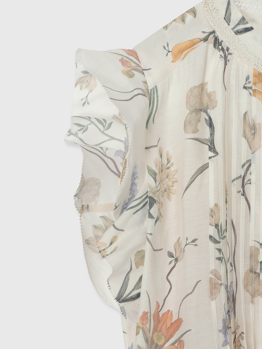 フローラルモチーフプリントブラウス