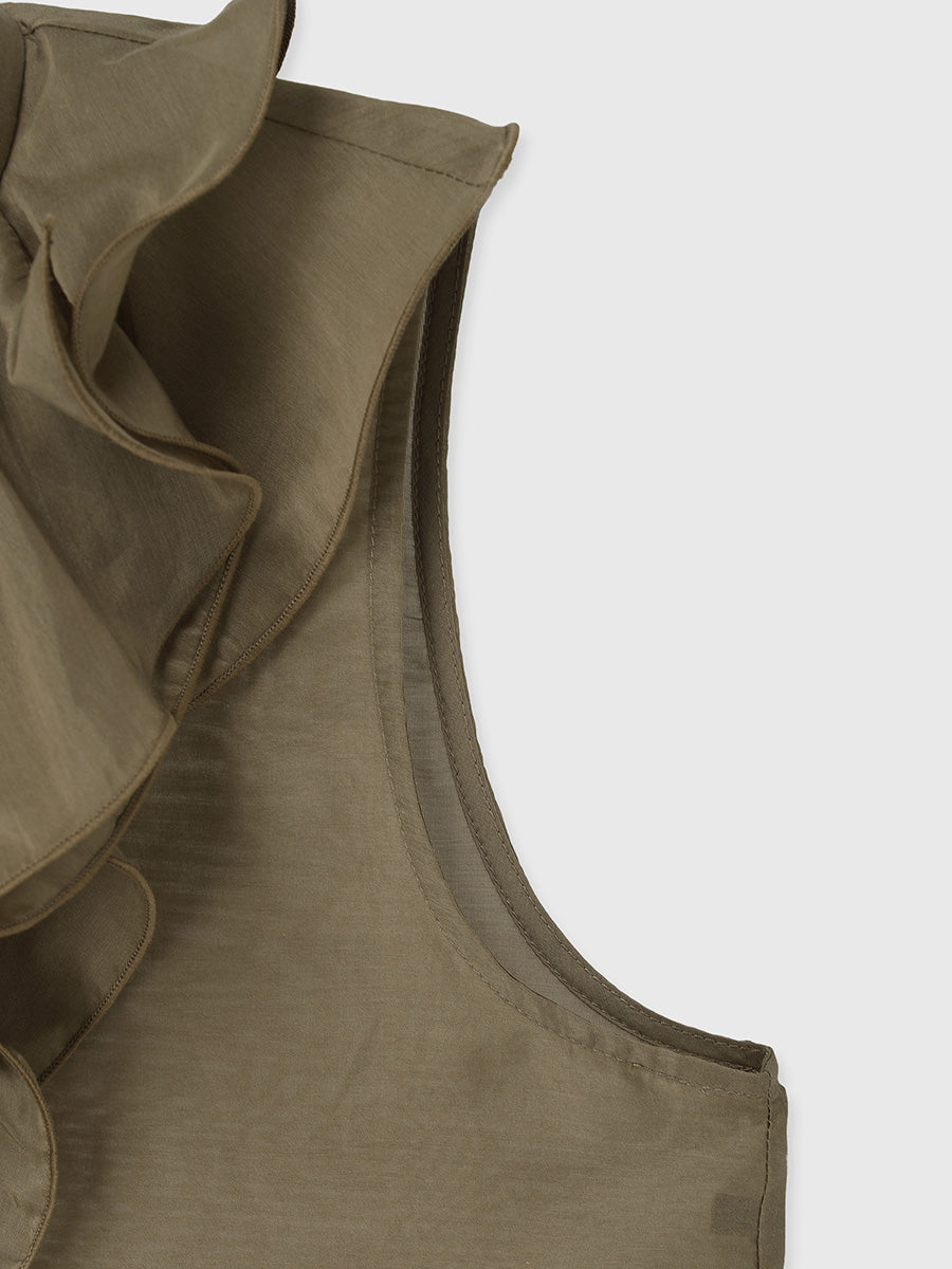 シルクブレンドシアーフリルブラウス