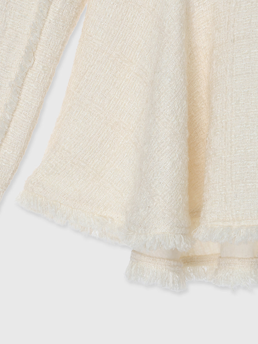 ツイードペプラムブラウス