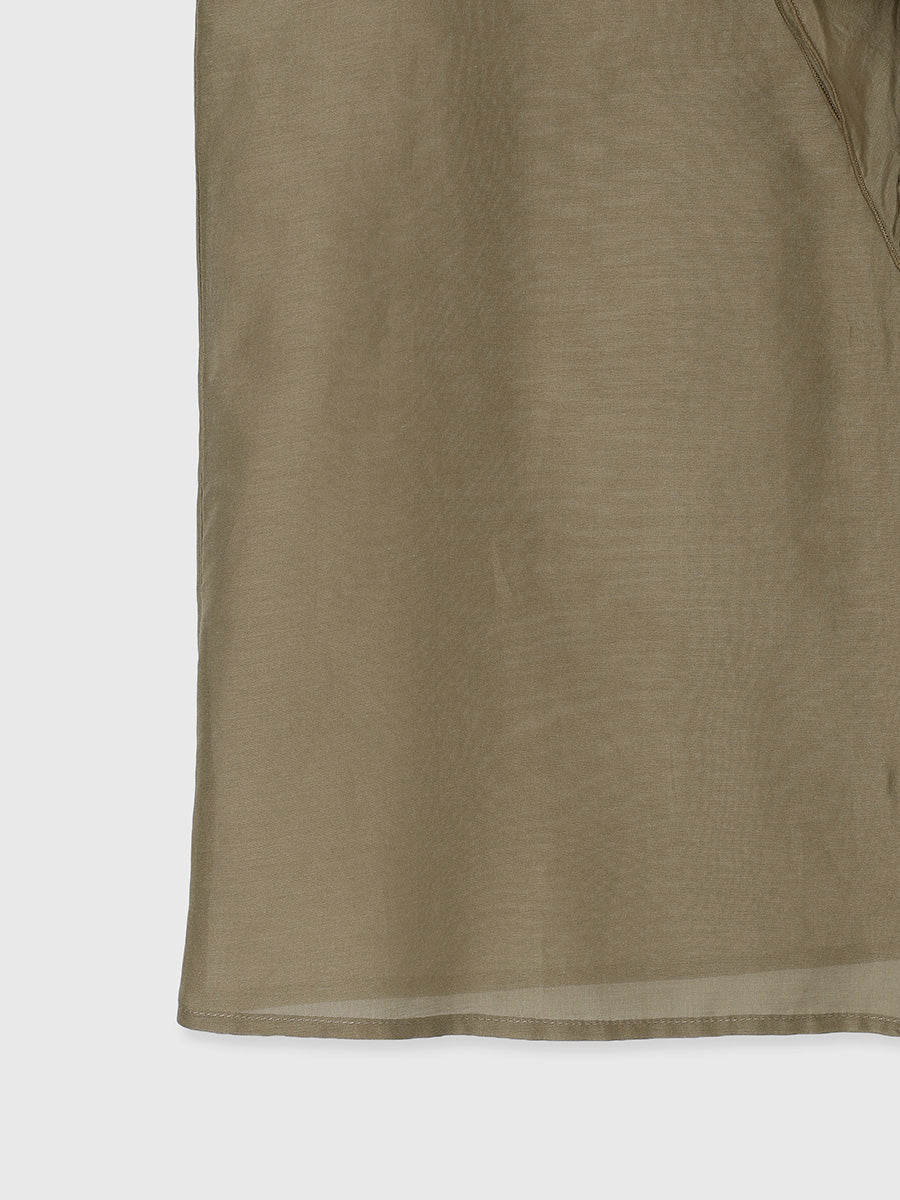 シルクブレンドシアーフリルブラウス