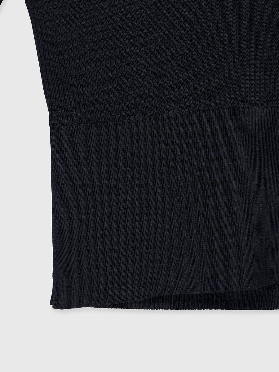 アセテートスキッパーリブニットトップス