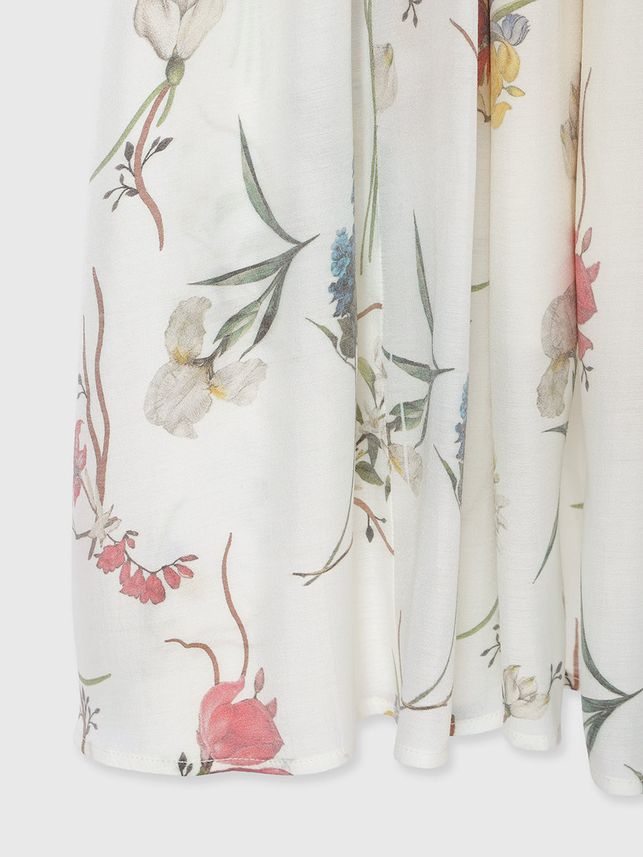 フローラルモチーフプリントワンピース