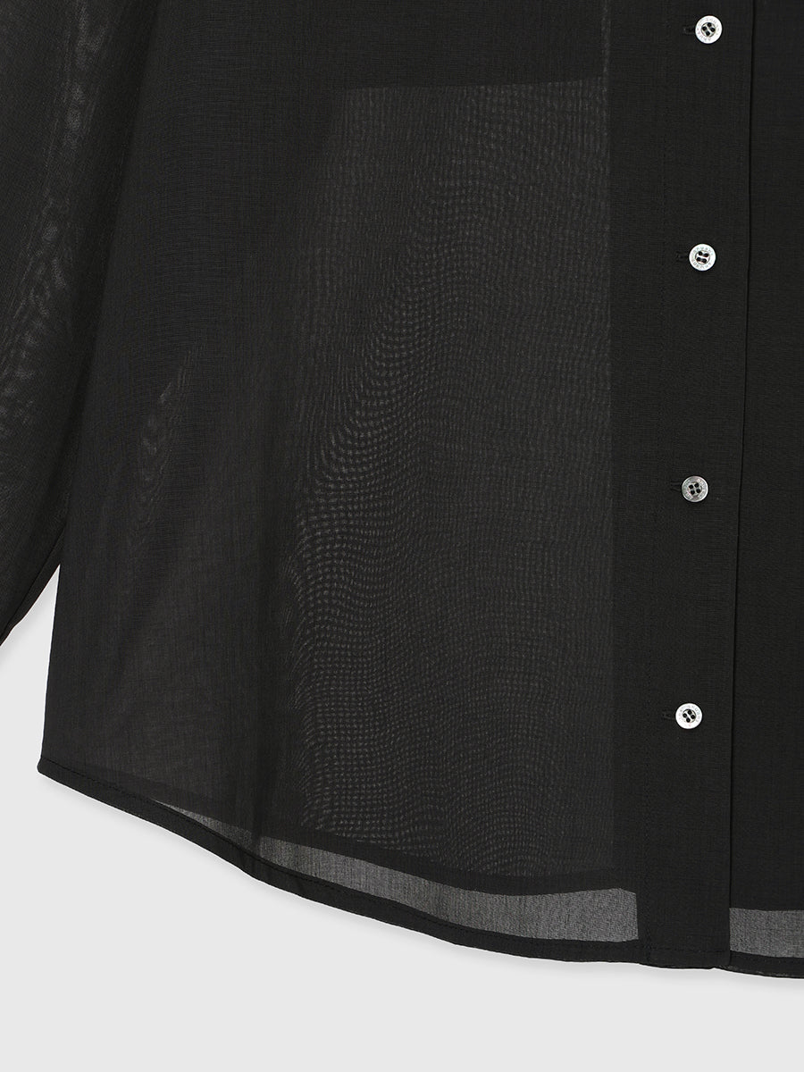 セミシアーオープンカラーブラウス