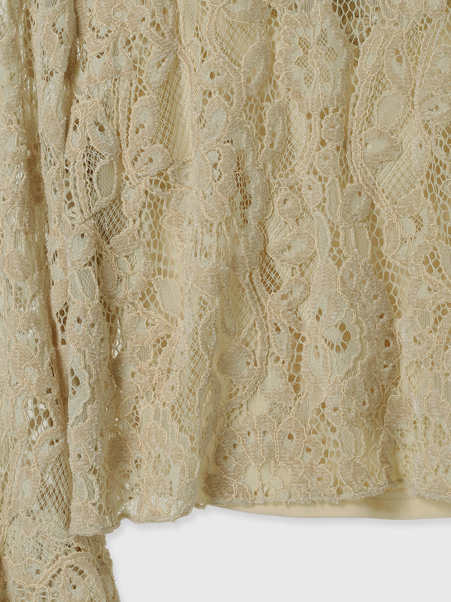 ベロアレースボリュームスリーブブラウス