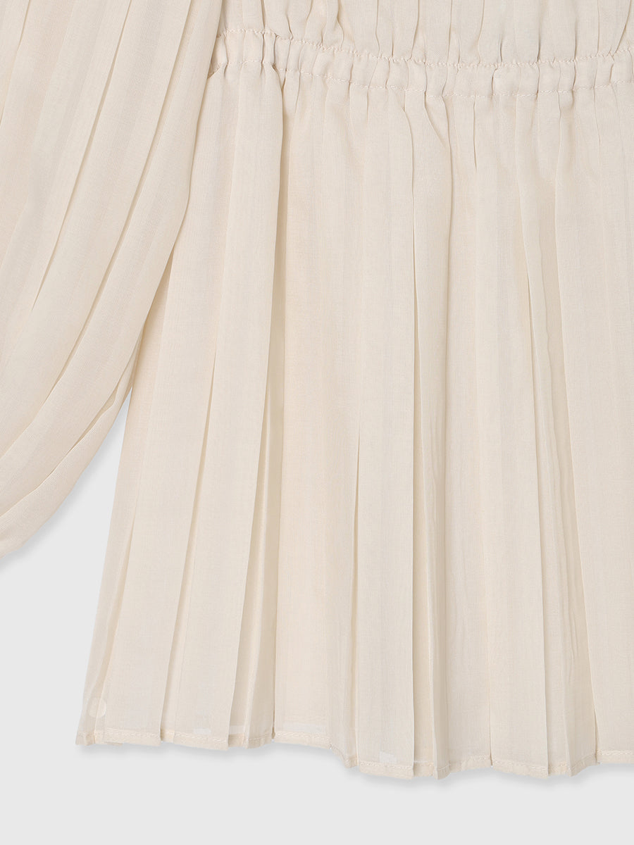 オフショルダープリーツチュニック