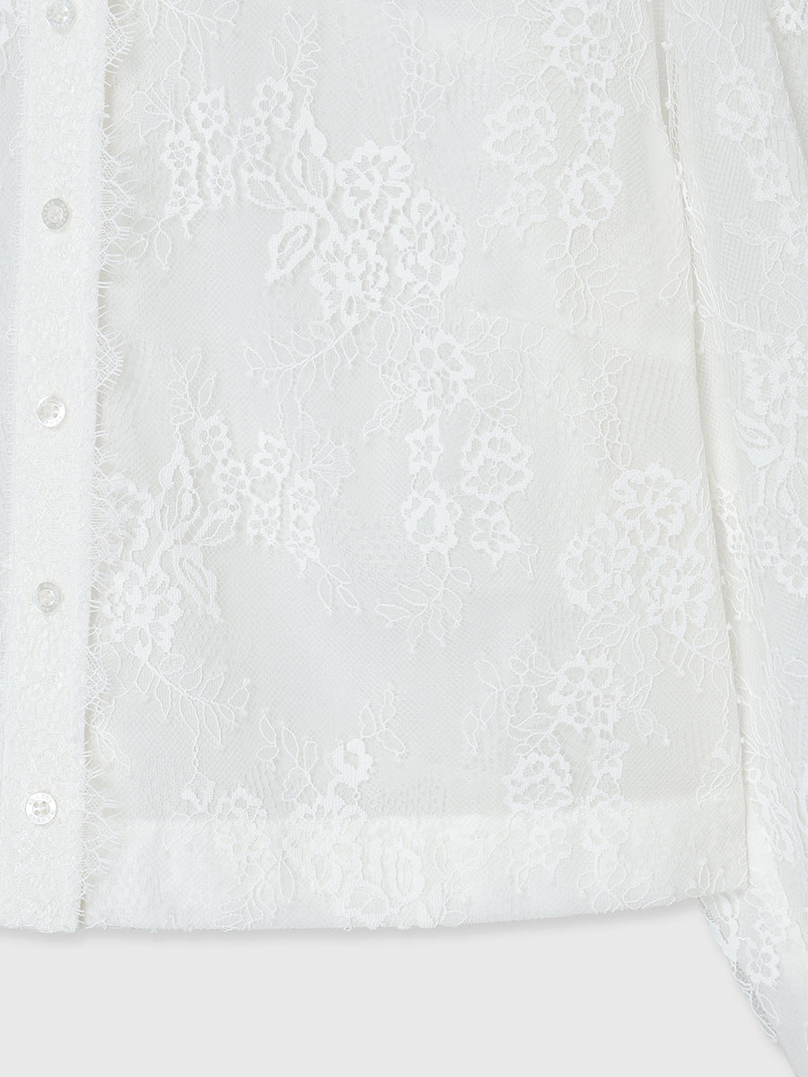 クロップドレースシャツブラウス