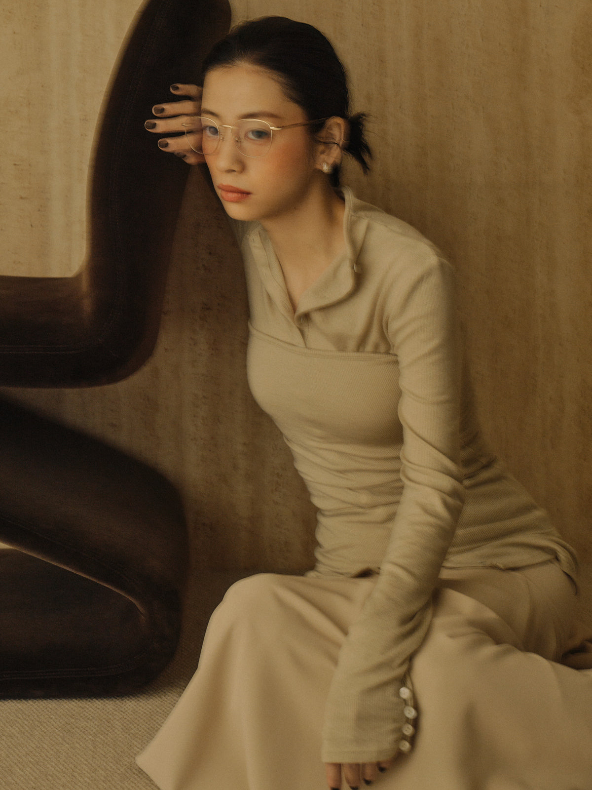 テンセルウールレイヤーカットトップス