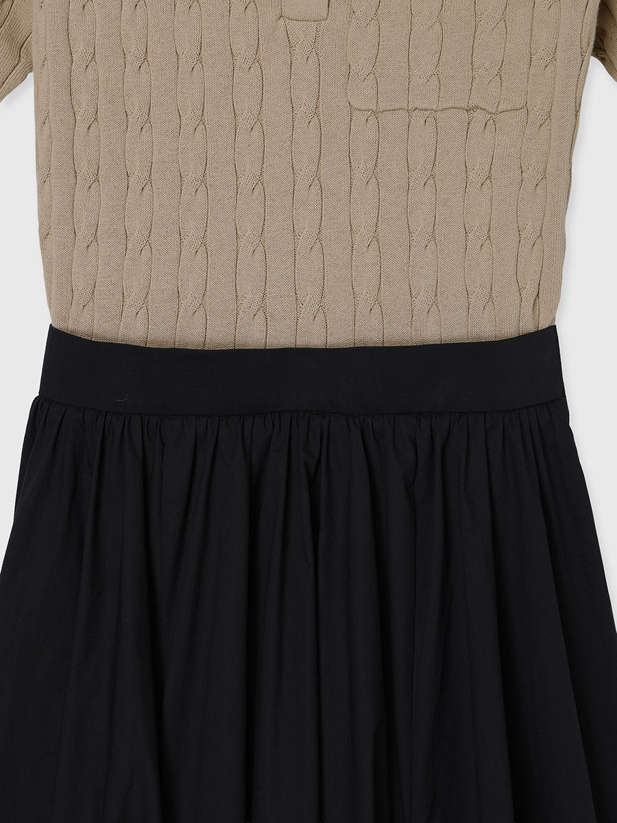 ケーブルポロドッキングニットワンピース