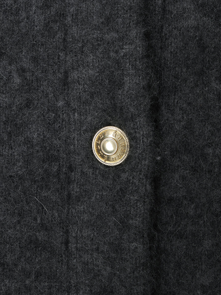 カシミヤブレンドノーカラーニットジャケット