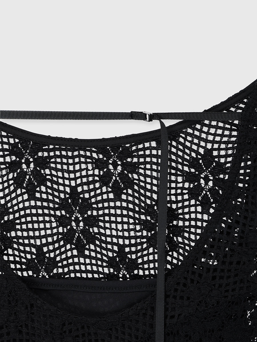 シュリンクレースパネルワンピース