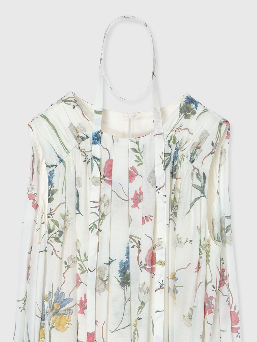 フローラルモチーフプリントワンピース