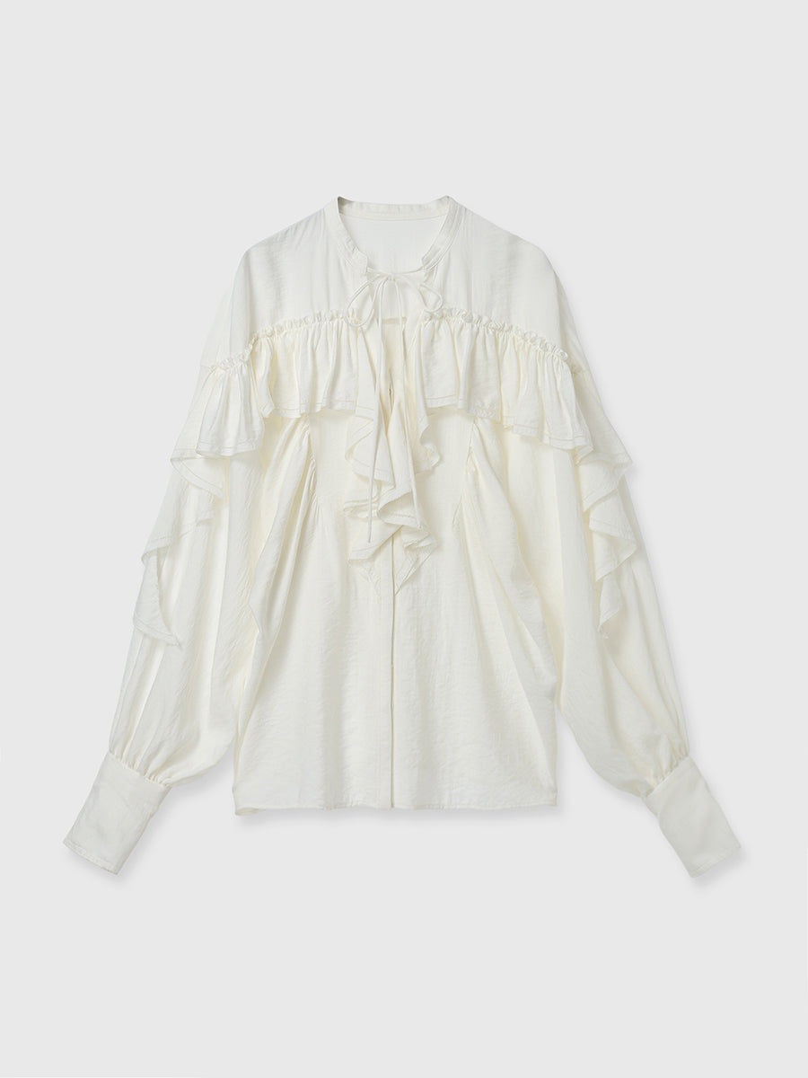 リンクルラッフルブラウス