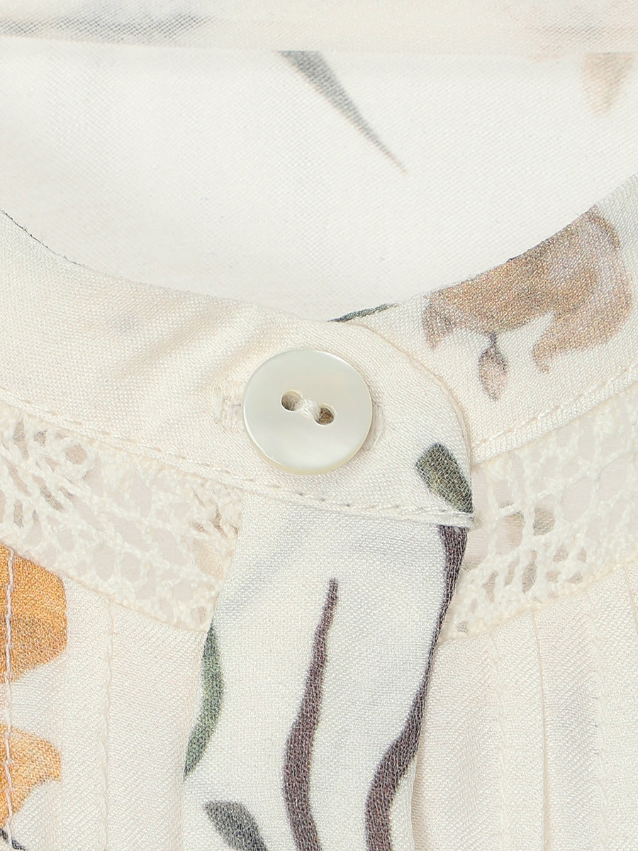 フローラルモチーフプリントブラウス