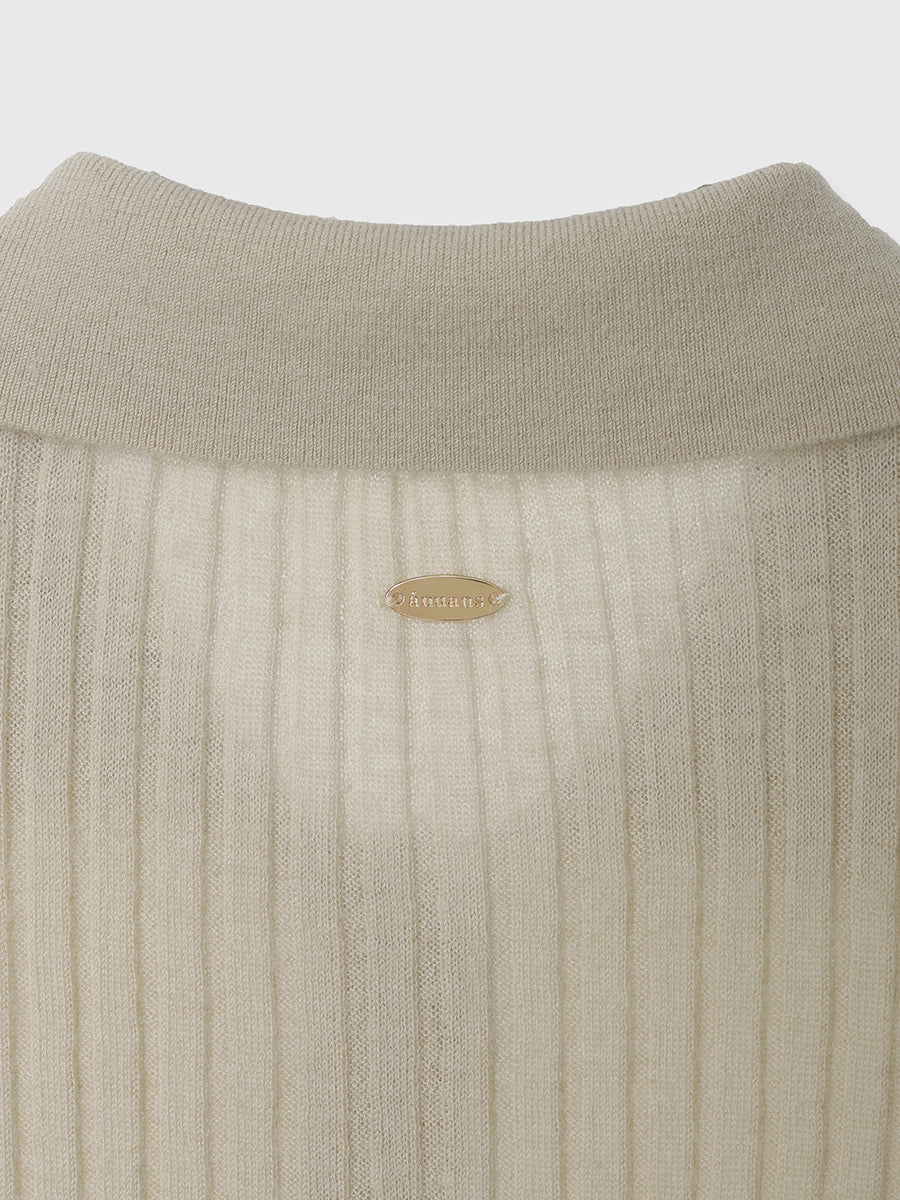 カシミヤ100ニットシャツカーディガン