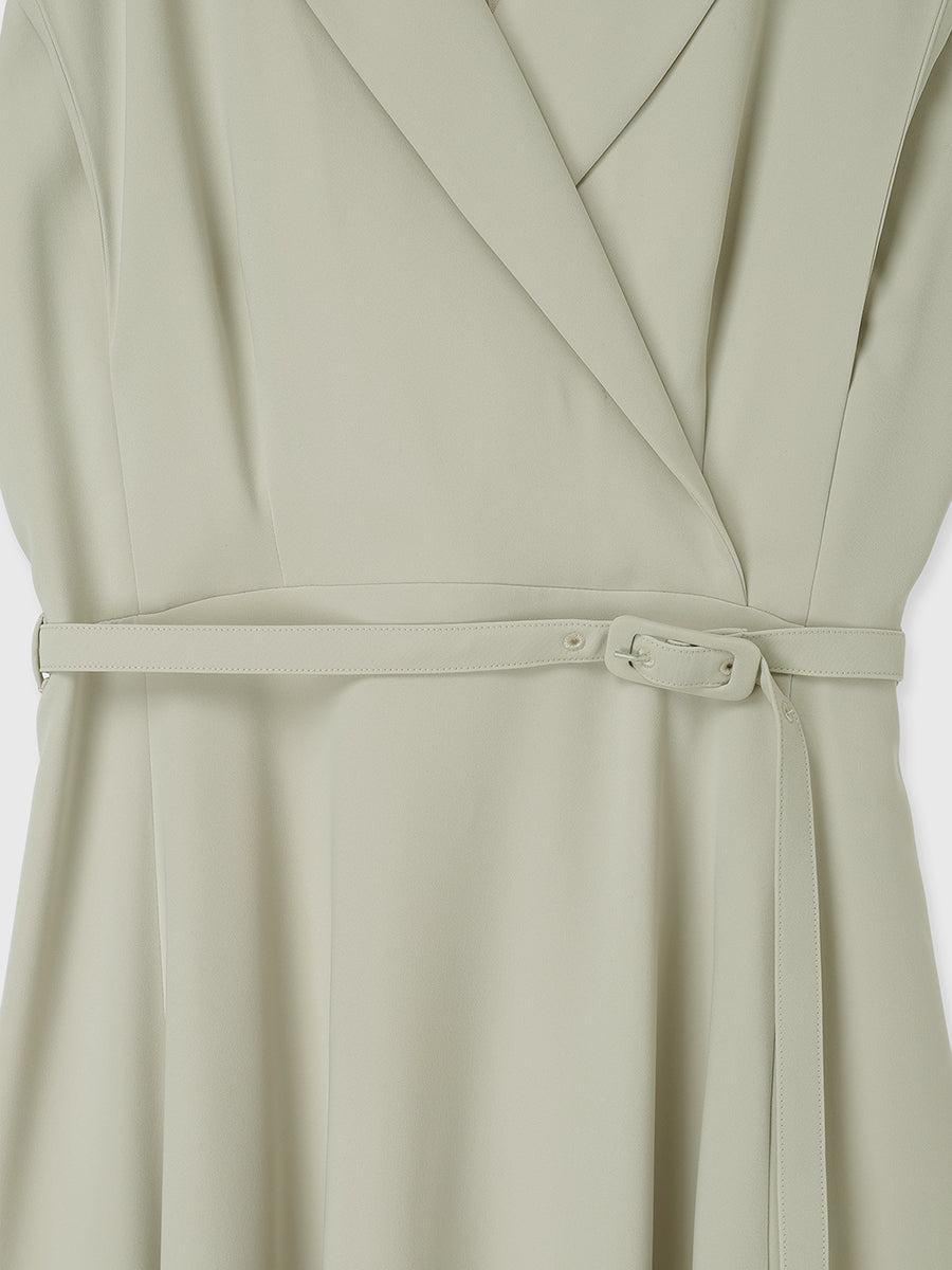 ダブルサテンテーラードフレアワンピース