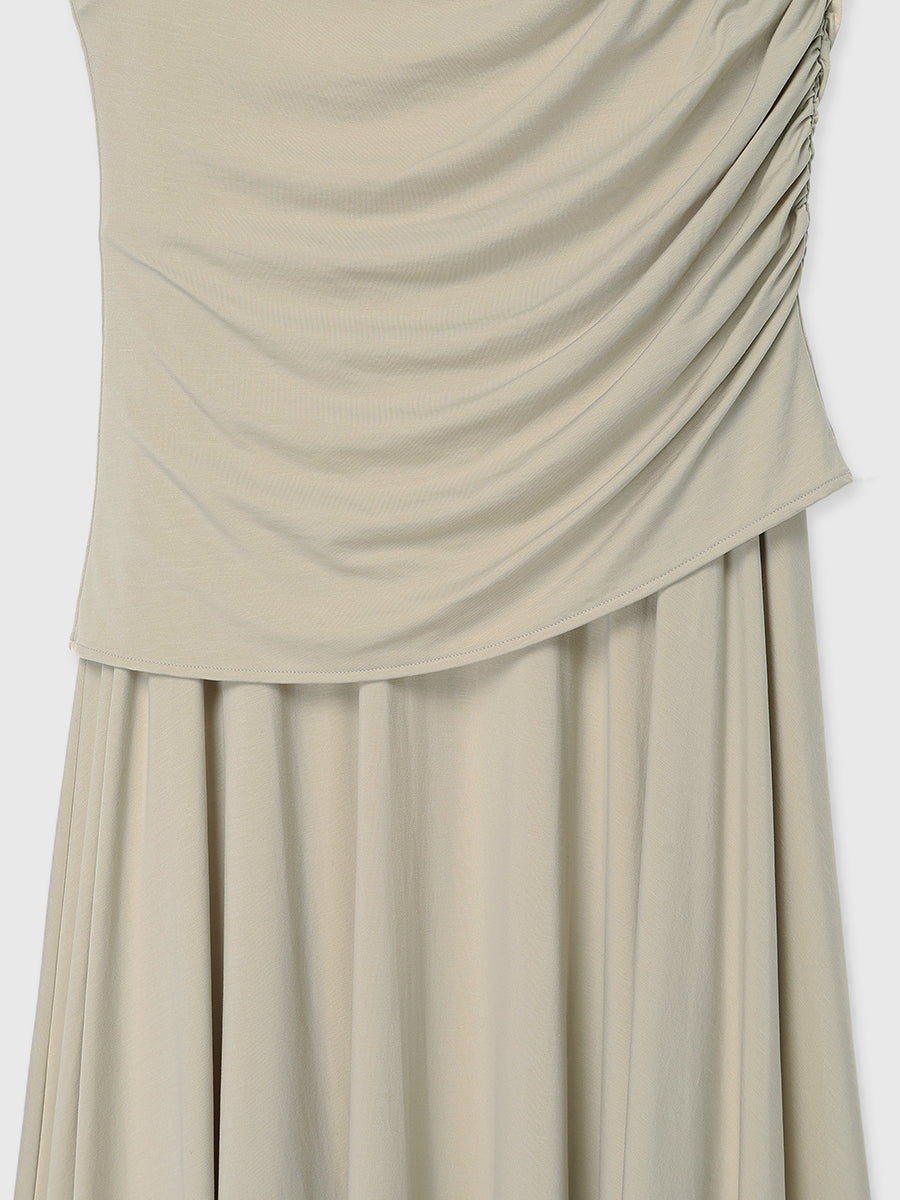 Drape Gathered Cut Dress