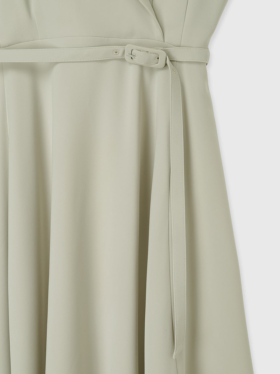 ダブルサテンテーラードフレアワンピース