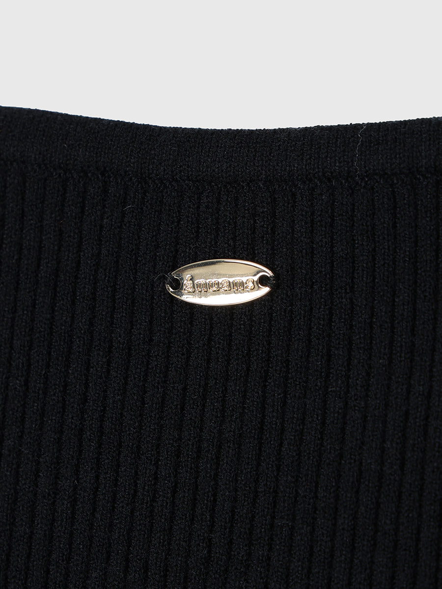 ボートネックイレギュラーヘムドッキングニットワンピース