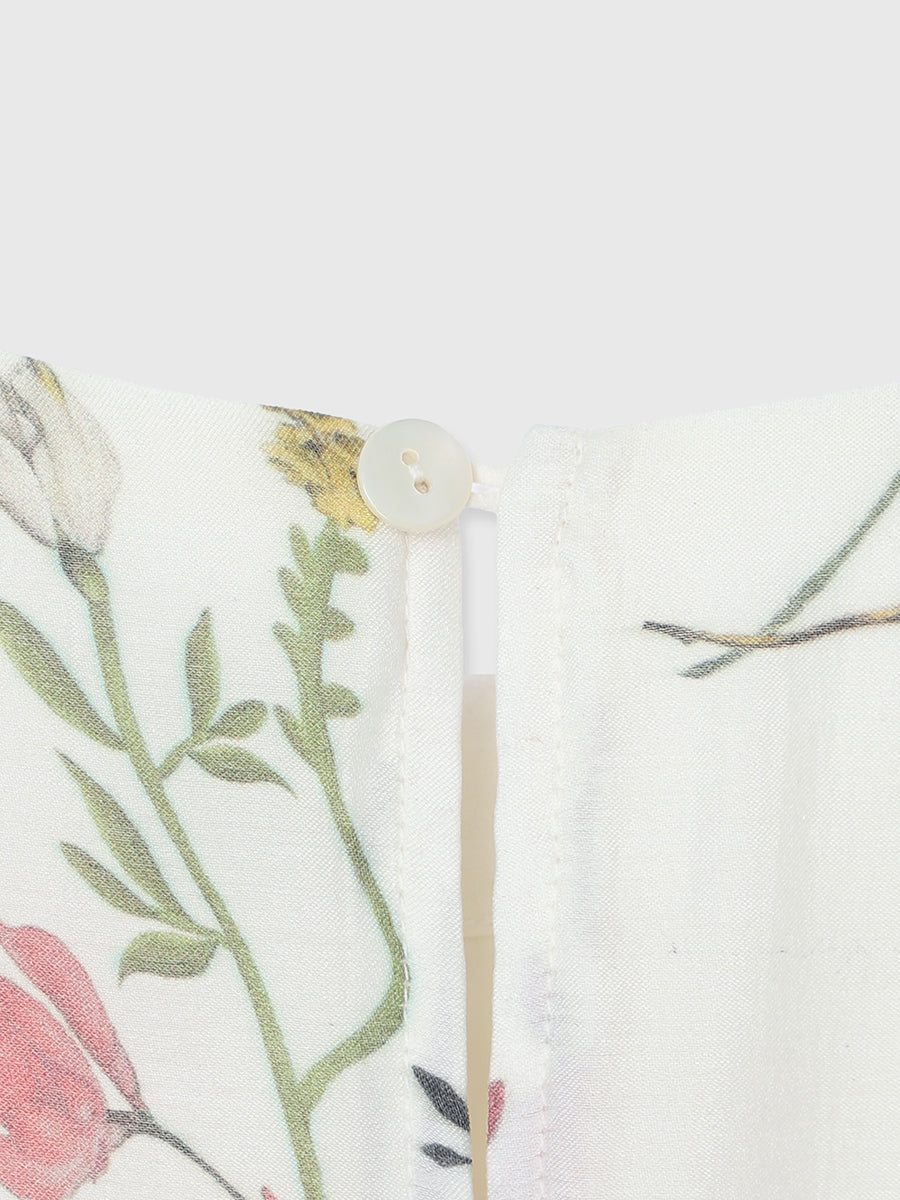 フローラルモチーフプリントワンピース