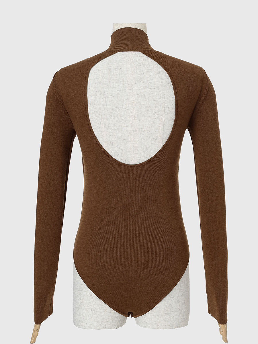 バックオープンニットボディスーツ