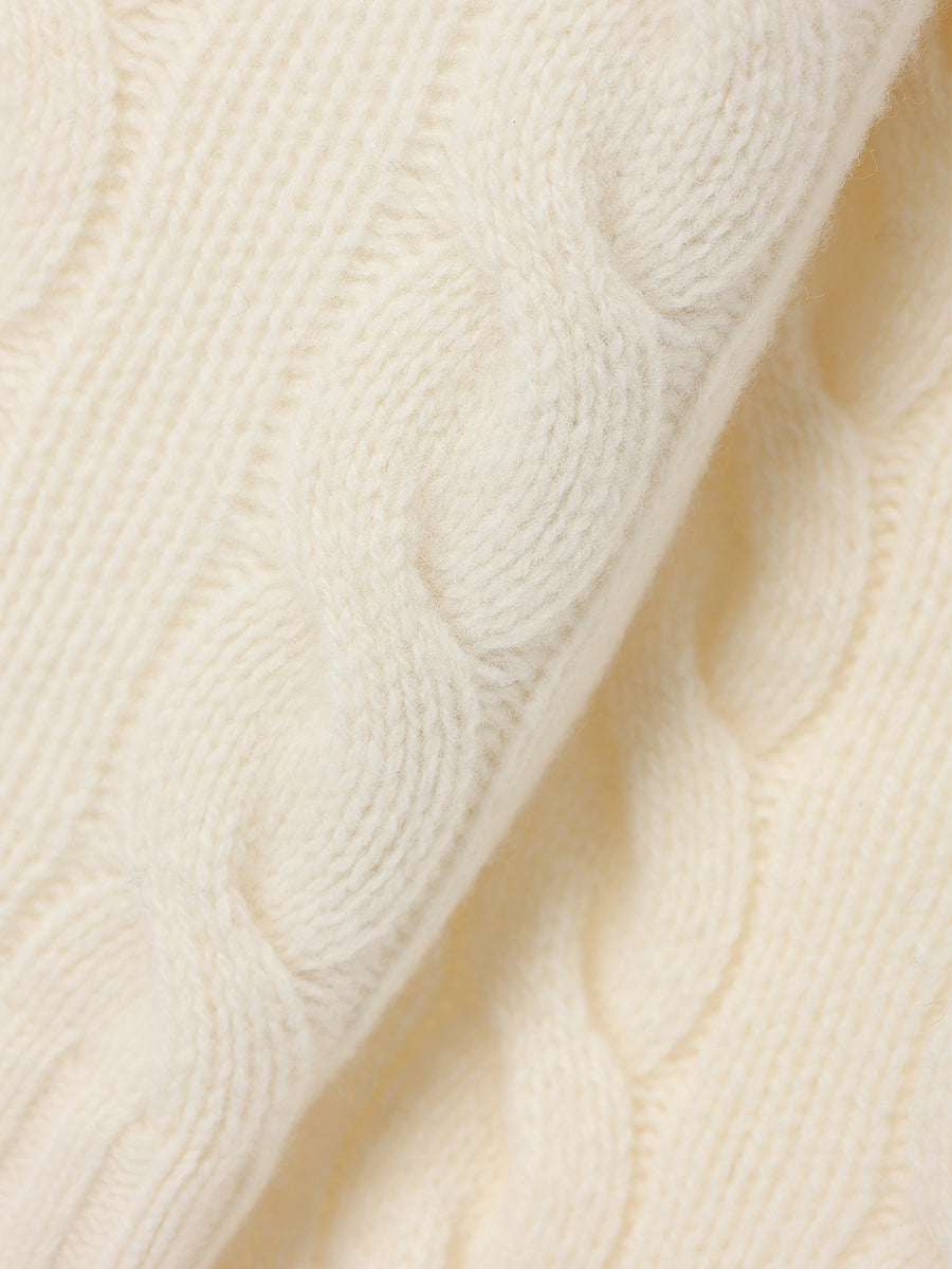 【POLO RALPH LAUREN】Wool-Cashmere Cable Half-Zip Sweater