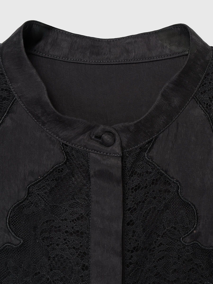 レースフレームボリュームブラウス