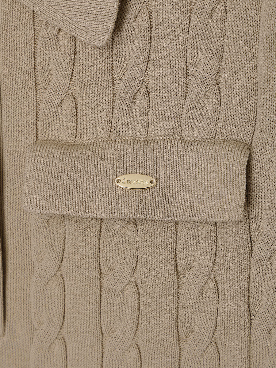 ケーブルポロドッキングニットワンピース