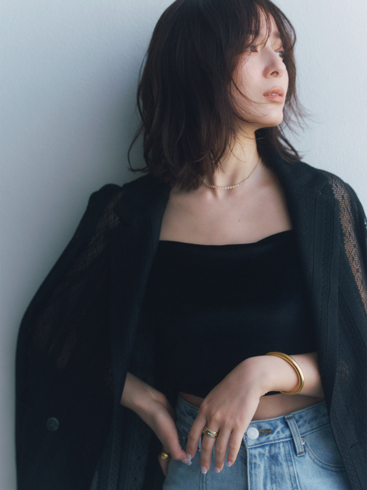 【OUR WACOAL×anuans】컵 인 벨벳 숏 캐미솔