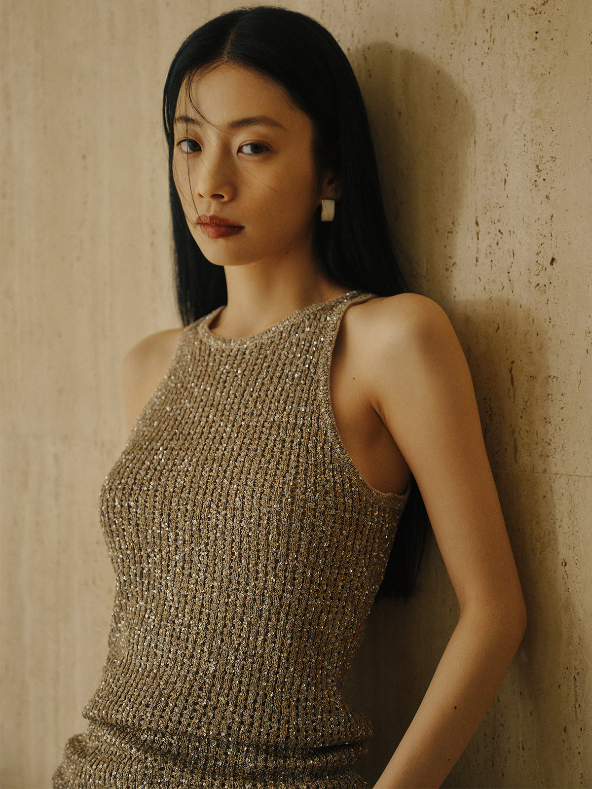 スパンコールアメスリニットタンク