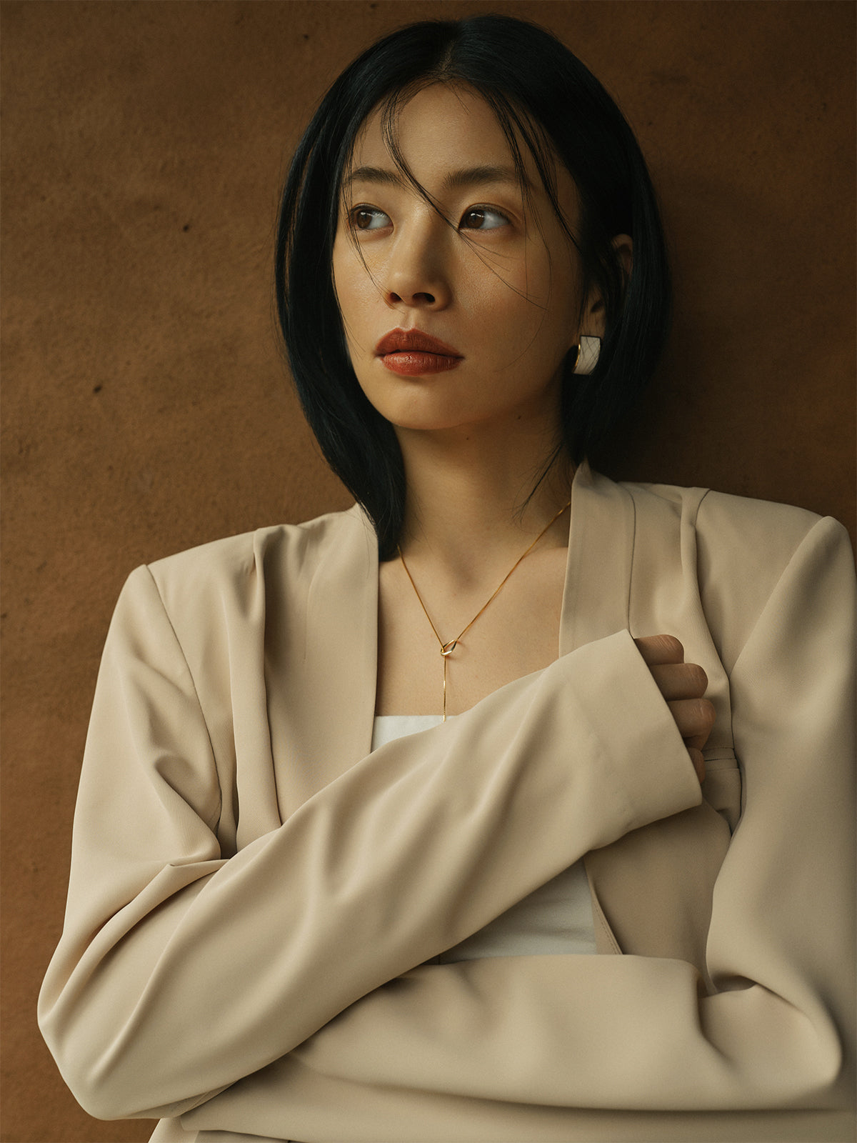 ライトダブルサテンノーカラージャケット