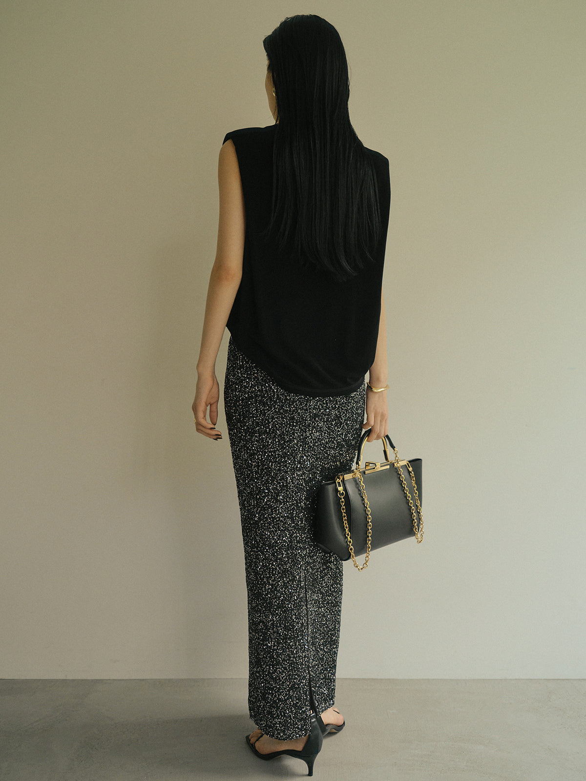 スパンコールニットタイトスカート