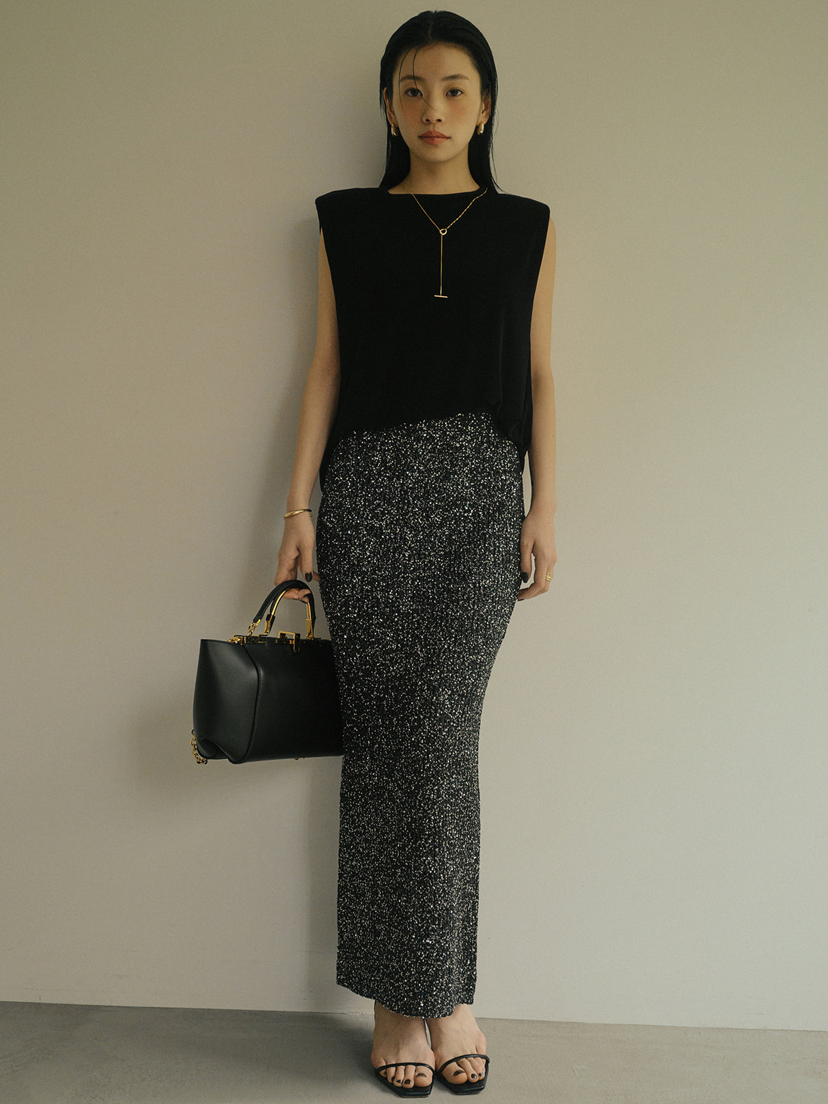 スパンコールニットタイトスカート