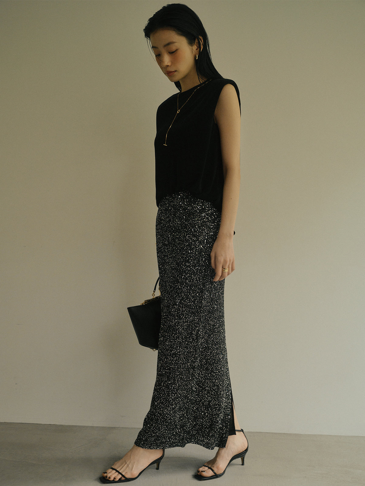 スパンコールニットタイトスカート