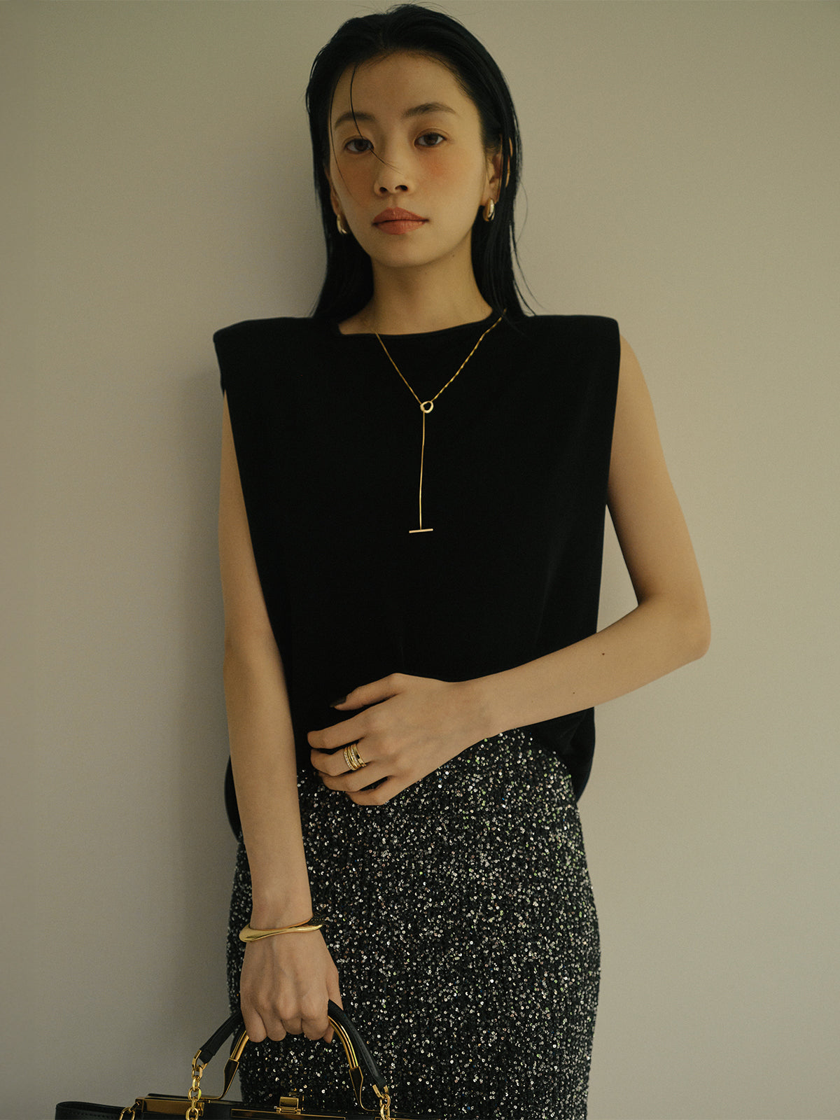 スパンコールニットタイトスカート