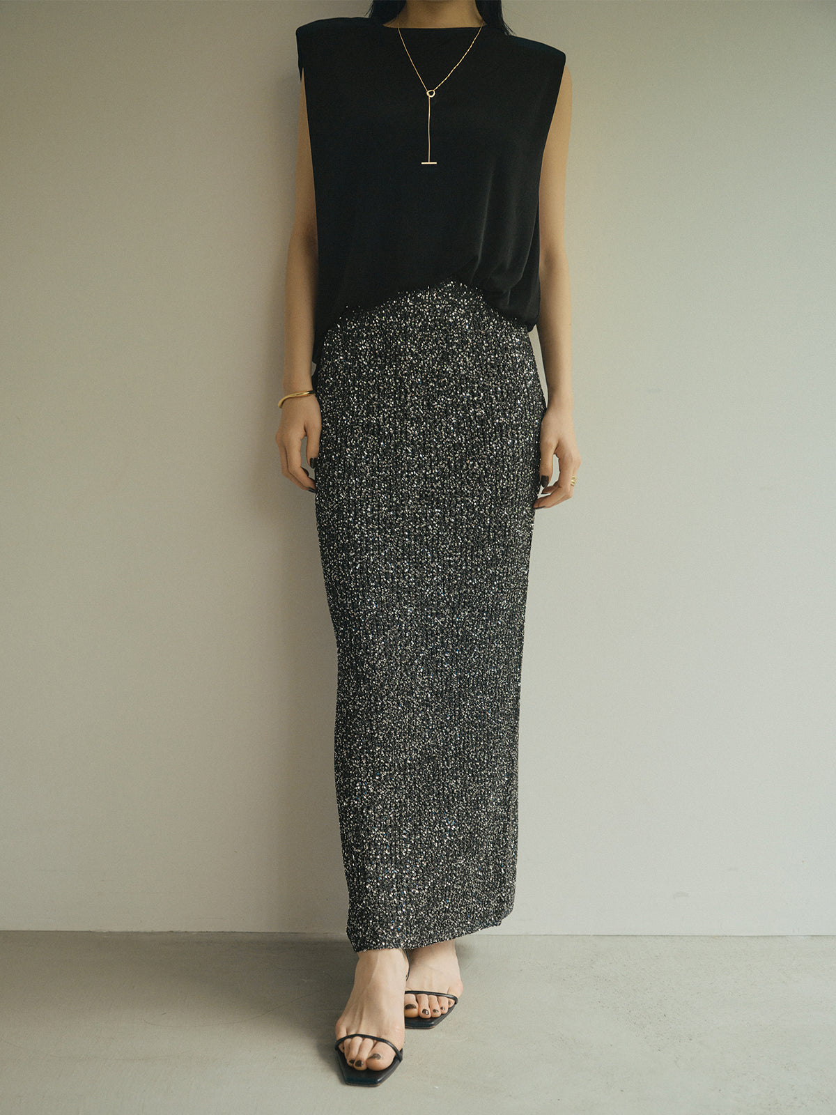 スパンコールニットタイトスカート