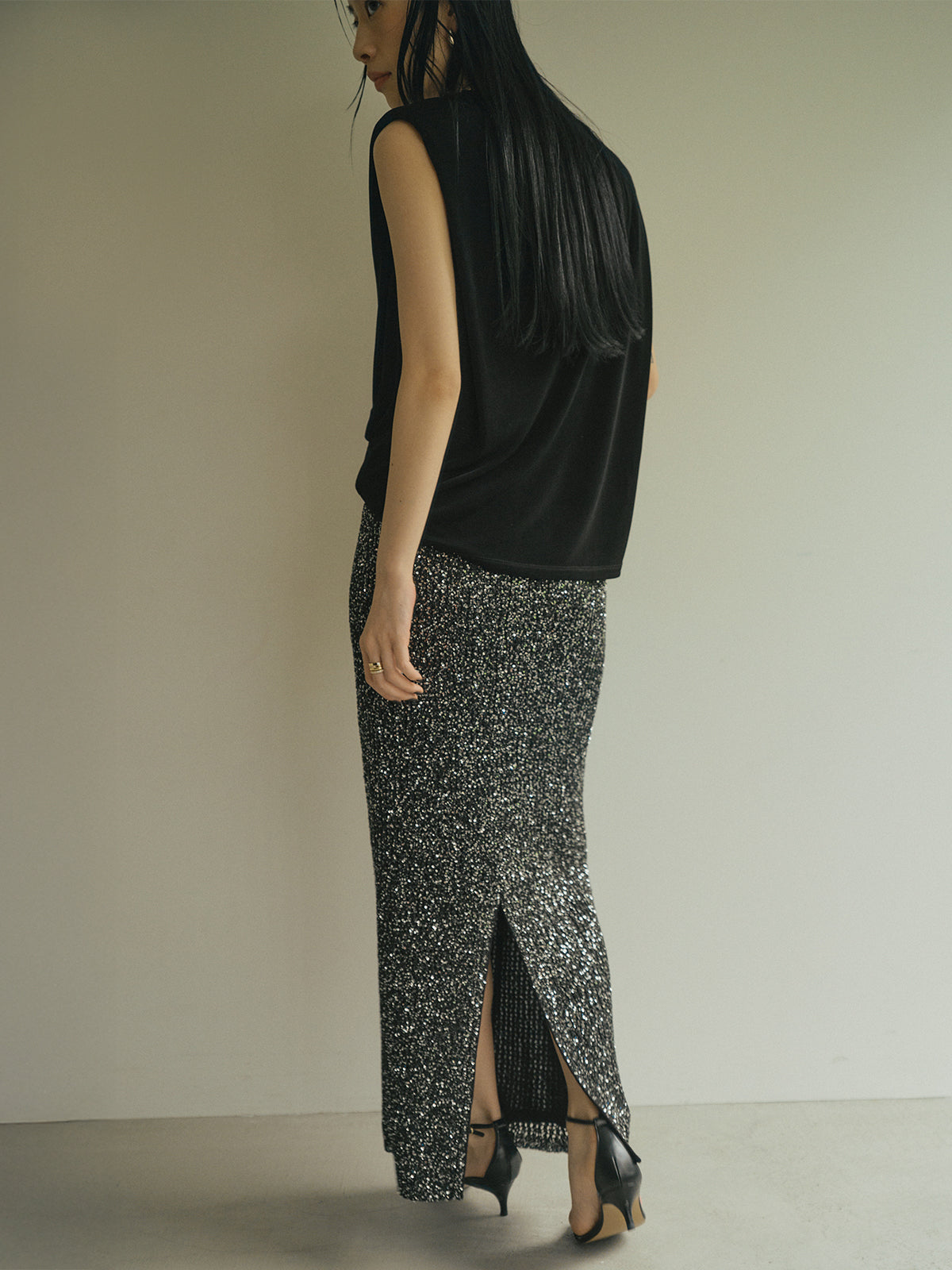 スパンコールニットタイトスカート