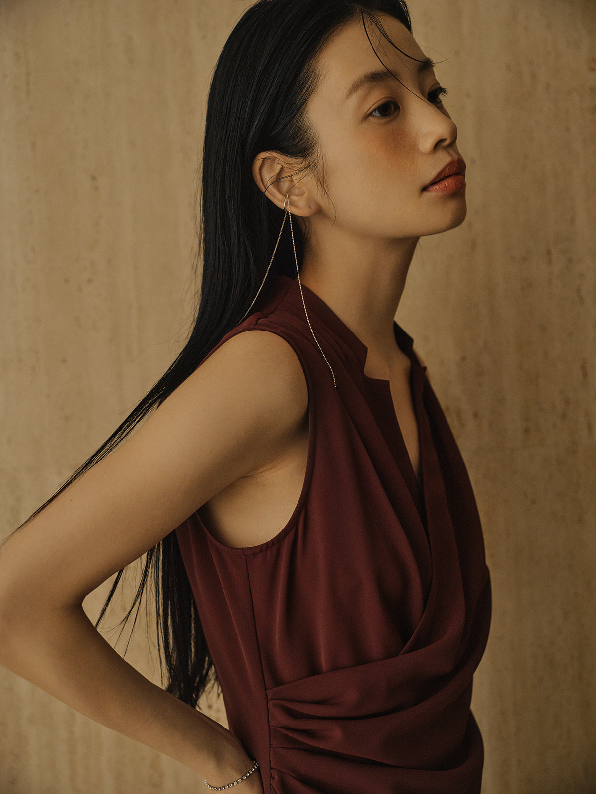 SLV925 Long Chain Ear Cuff