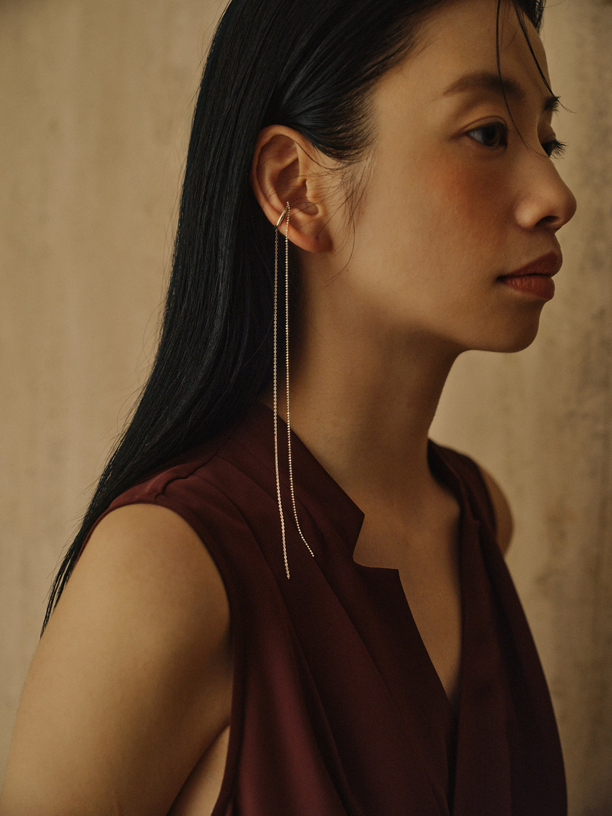 SLV925 Long Chain Ear Cuff