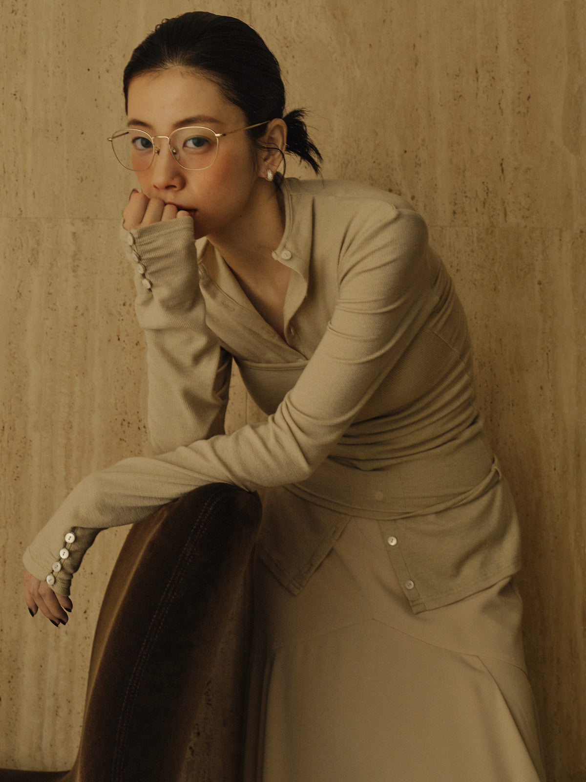 テンセルウールレイヤーカットトップス