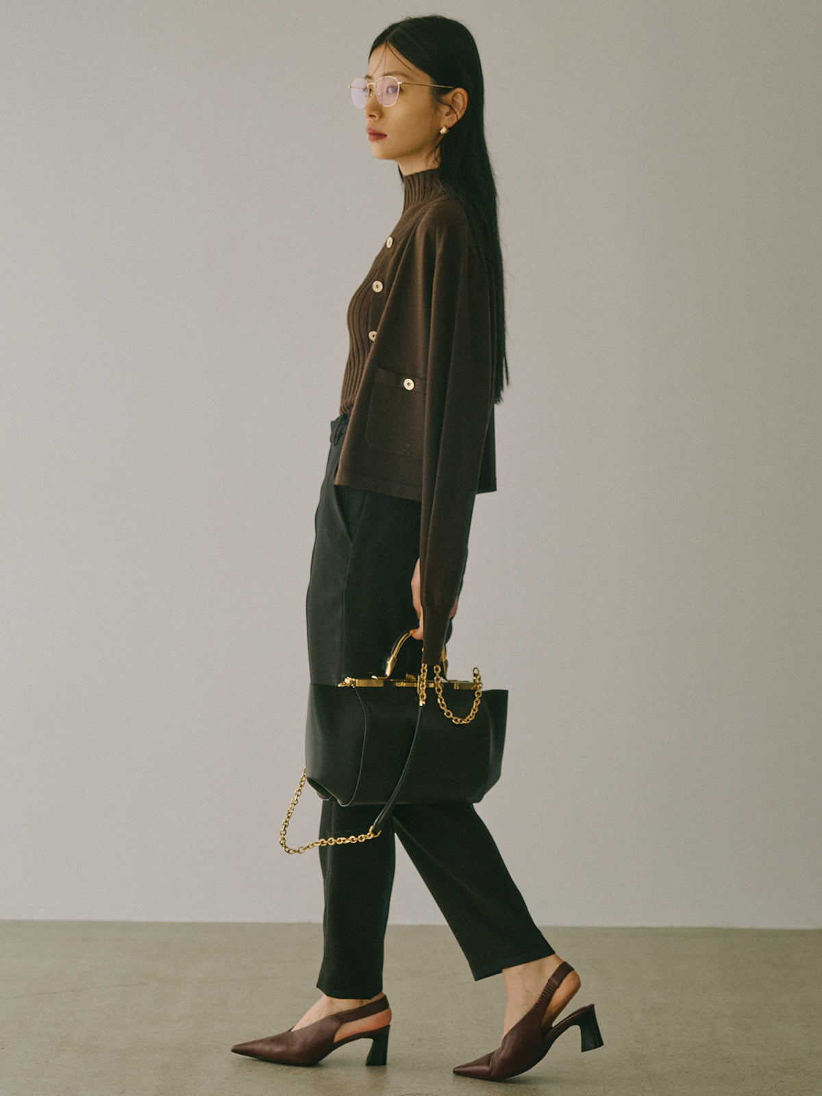 ノースリーブウールリブニットトップス