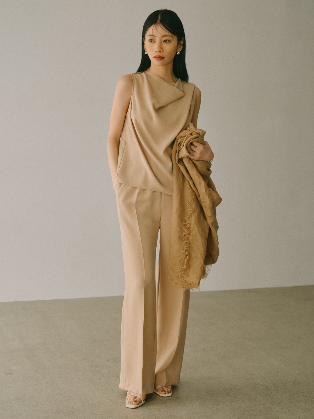 トリアセテートドレープブラウス