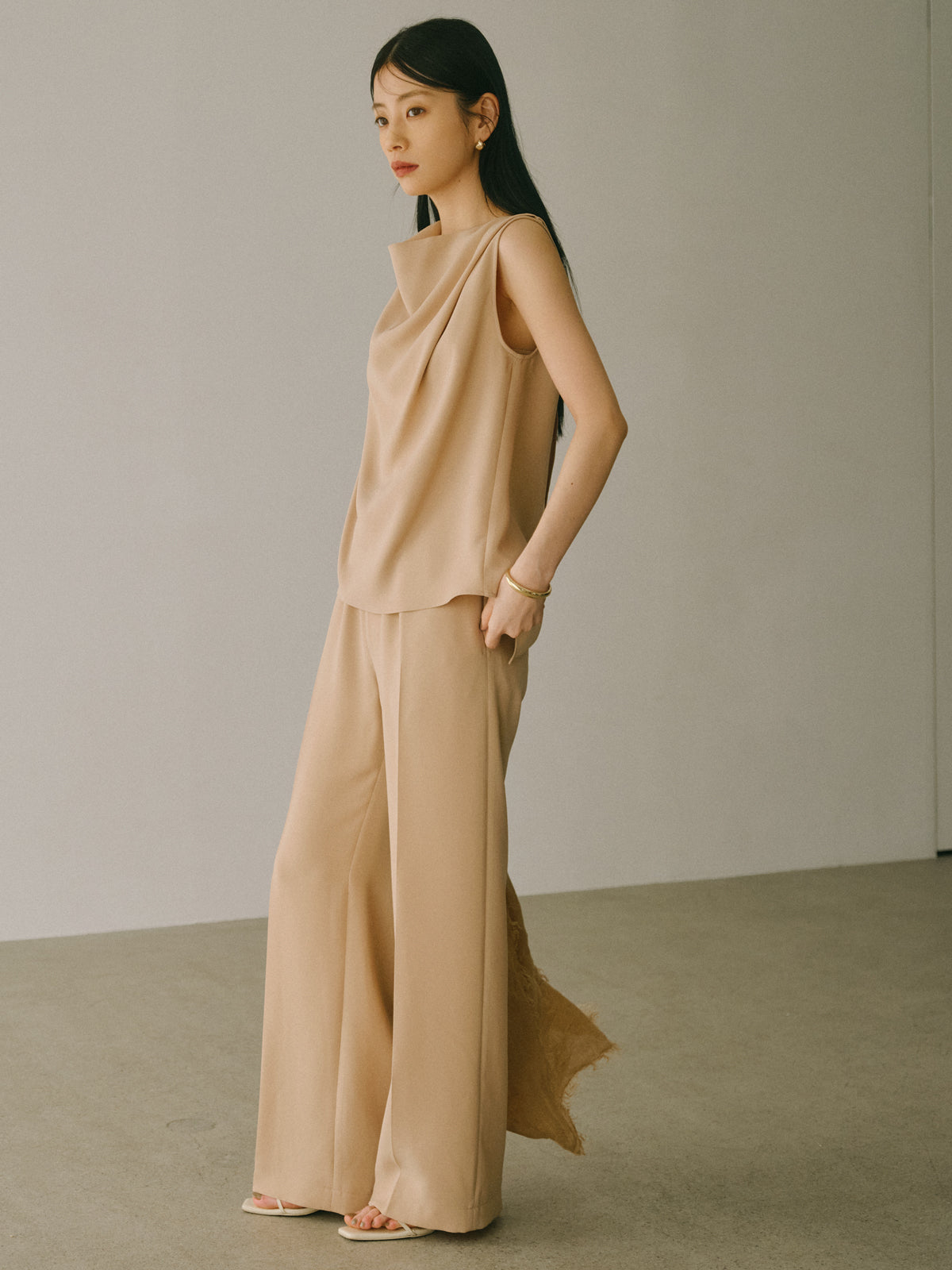 トリアセテートドレープブラウス