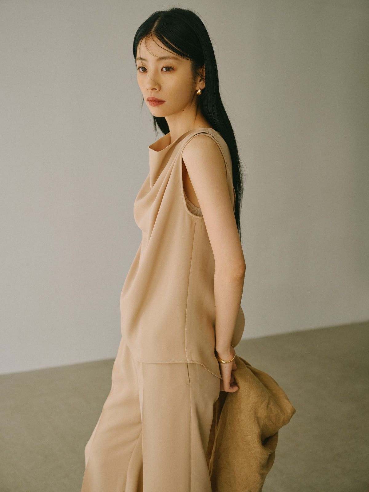 トリアセテートドレープブラウス