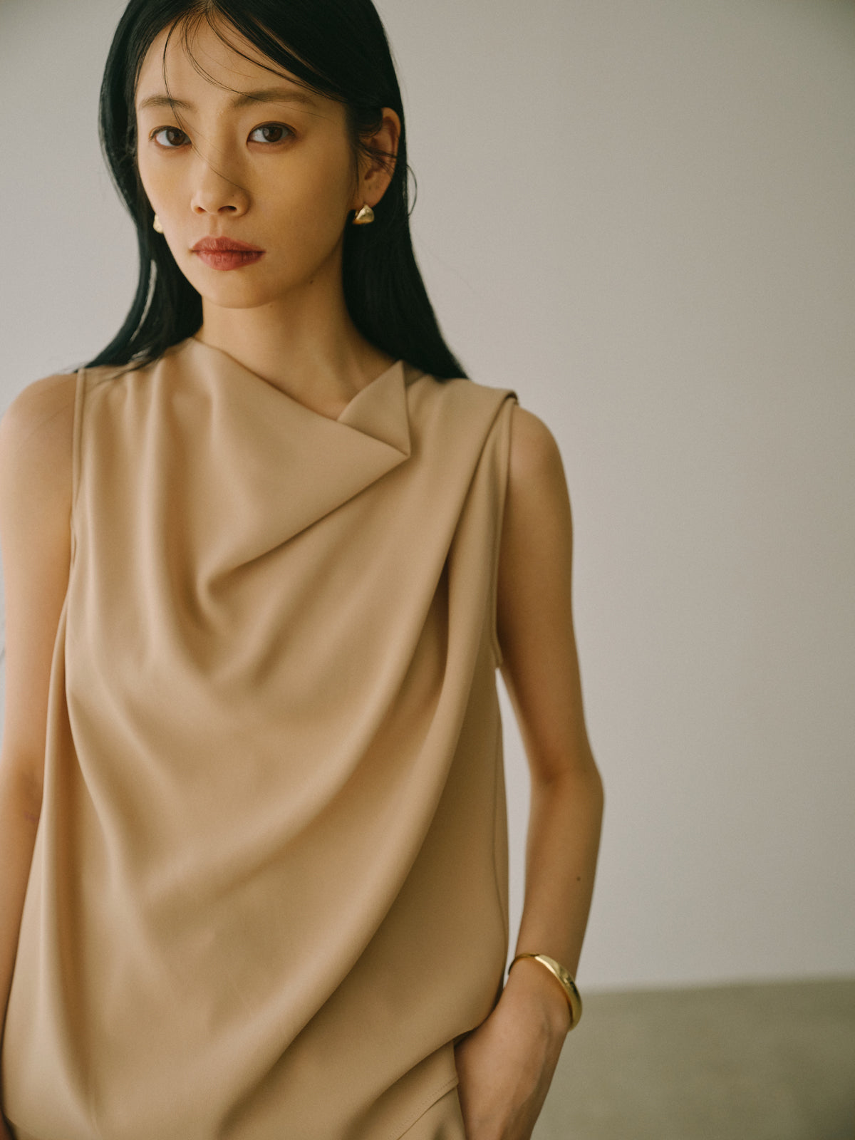 トリアセテートドレープブラウス