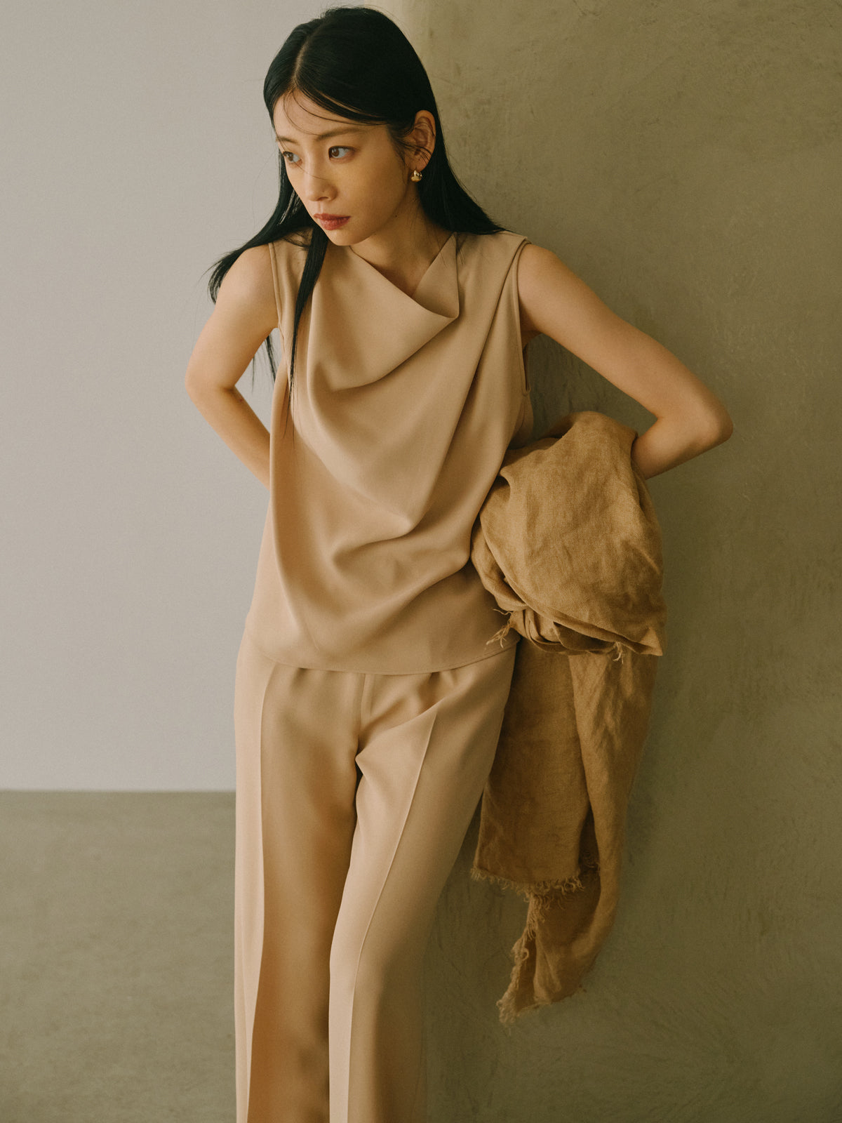 トリアセテートドレープブラウス