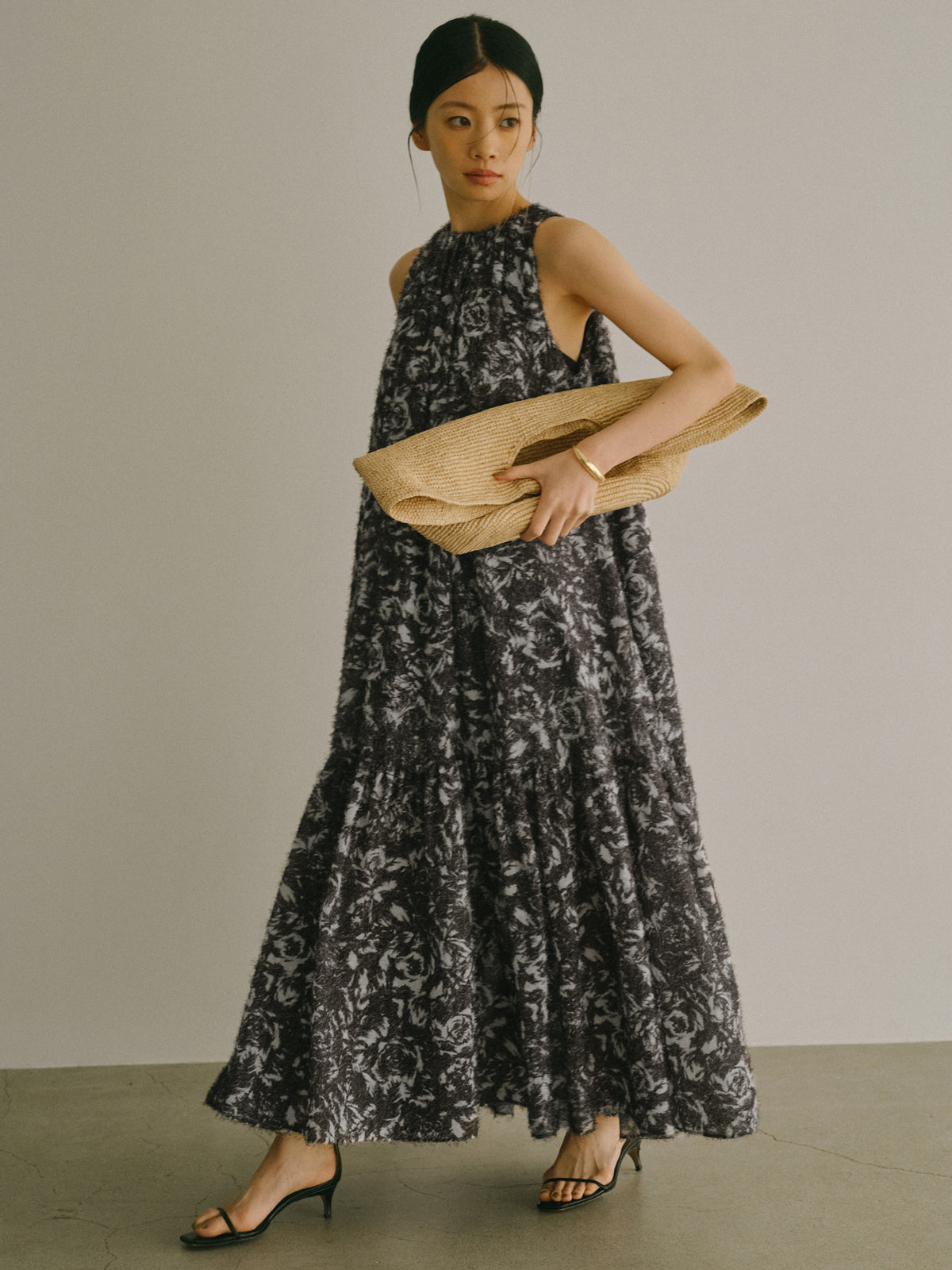 カットジャカードニュアンスプリントワンピース