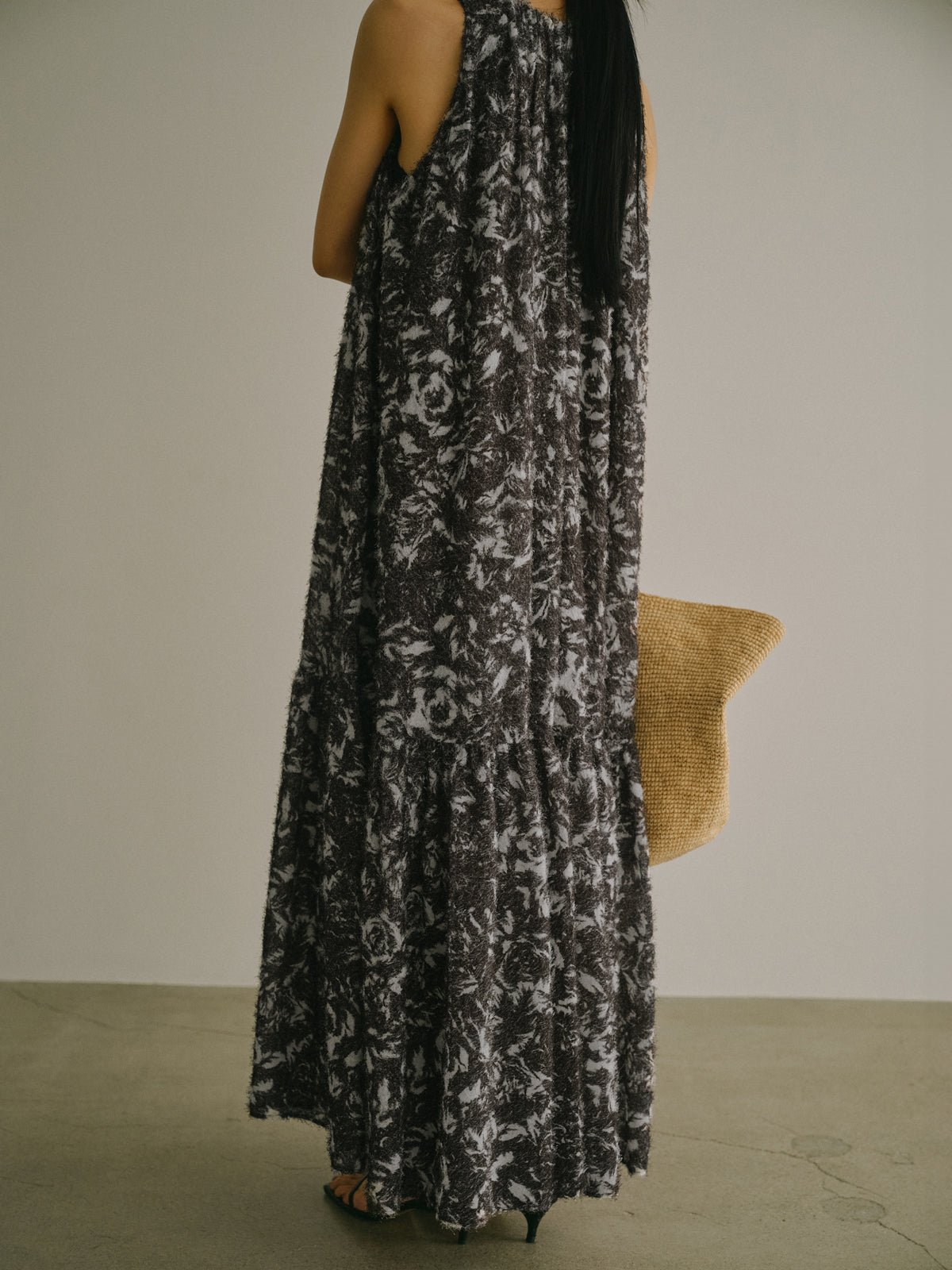 カットジャカードニュアンスプリントワンピース